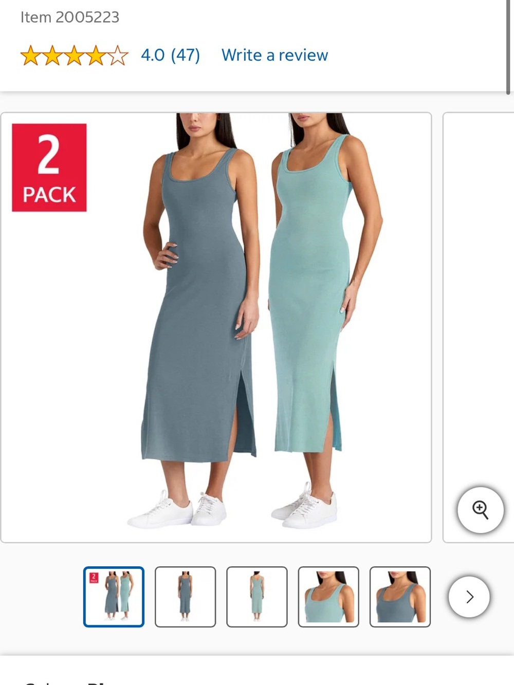 Frank & Oak Ribbed Scoop Neck Midi Dress Duo in Slate Blue & Mint